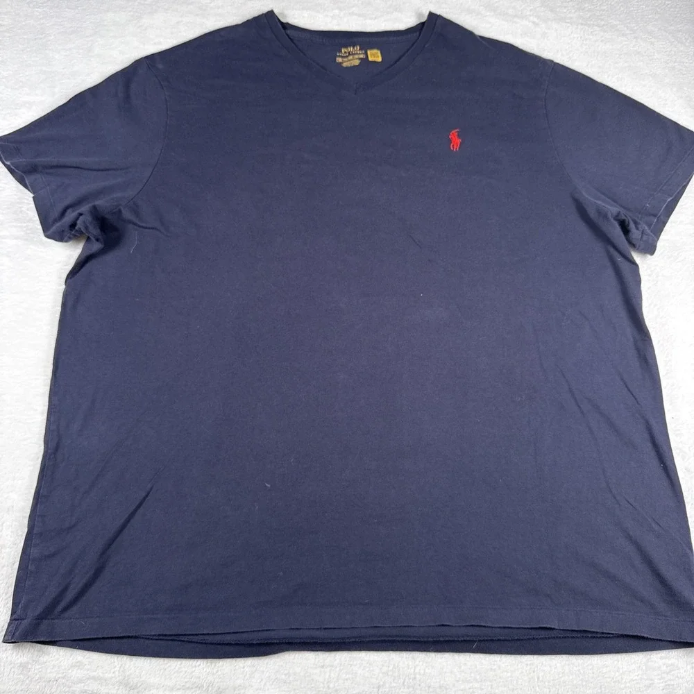 Polo Ralph Lauren Men's V Neck T-Shirt Color Navy Blue Size XXL